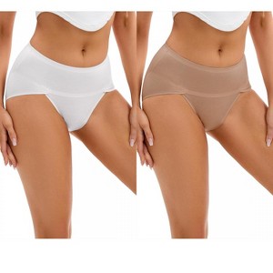 INSPIRE CHIC 2 Pcs Women's High Cut Ladies Panties Full-Coverage Cotton Briefs Available in Plus Size - 1 of 4