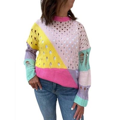 Women's Distressed Detail Pullover Sweater - DAVI & DANI