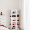 5 Tier Rotating Shoe Rack Tower, Revolving Shoe Rack Storage, Round Carousel Vertical Handbag and Shoe Organizer ,White - 4 of 4