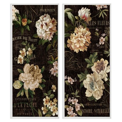 Stupell Industries Vintage French Typography Flowers, 13" x 30"
