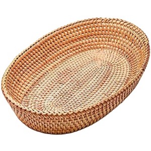 Aoibox Woven Bread Basket for Kitchen Counter, Handmade Wicker Serving Basket, Food Organizer & Display Storage for Spoon, Fork, Napkin, Fruits,Snacks - 1 of 4