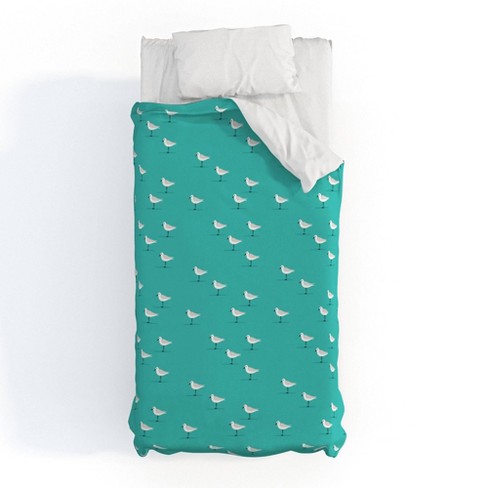 King Little Arrow Design Co Sandpipers Duvet Set Teal - Deny Designs: 300 Thread Count, Microfiber, King Size - image 1 of 4