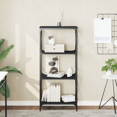 vidaXL Bookcase 4-Tier Black 23.2 in.x13.8 in.x52 in. Engineered Wood