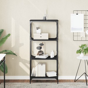 vidaXL Bookcase 4-Tier Black 23.2 in.x13.8 in.x52 in. Engineered Wood - 1 of 4