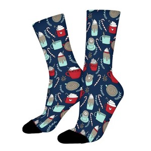 Christmas Hot Chocolate Women Printed Crew Socks Funny Funky Socks Soft Polyester Novelty Gifts for Artists Men - 1 of 1