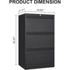 3 Drawers Lateral File Cabinet , Metal Filing Cabinet with Card Holder, Steel Drawer File Cabinets Under Desk for Home Office Legal/Letter/f4/a4 Size - 2 of 4