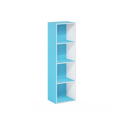 HOMLUX 4-Tier Bookcase with 4 Open Cubbies Storage Shelf Display Organizer, Blue