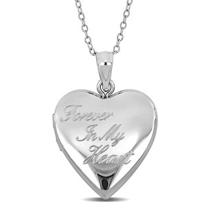 EVERLY JEWELRY | Sterling Silver 20mm Heart "Forever in my Heart" Pendant With Cable Chain Locket, 18-inch - 1 of 4