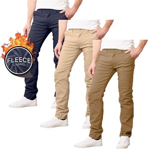 JumpStart Men’s Slim Fit  Heavyweight Fleece-Lined Stretch Chino Uniform Work Pants -3 Pack - 1 of 4