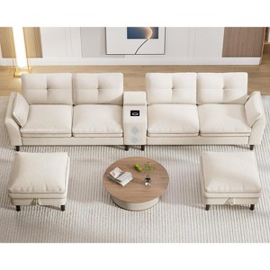 Vipbear 115 "Modular combination sofa with Bluetooth speaker and USB charger, cloud sofa with LED lights, for living room, apartment - 1 of 4