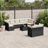 vidaXL 10 Piece Patio Sofa Set with Cushions Black Poly Rattan - Black and Cream With Table - 2 of 4