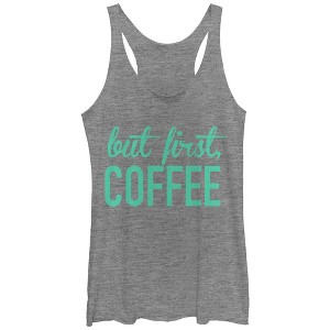 Women's CHIN UP First Coffee Racerback Tank Top - 1 of 3