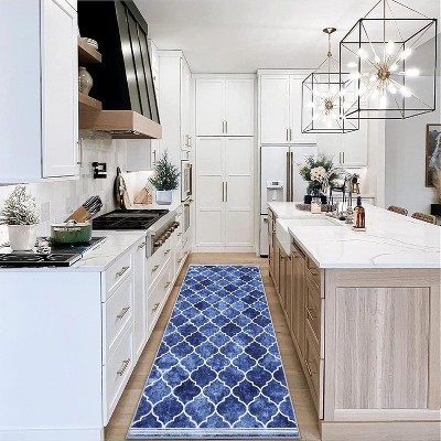 Machine Washable Area Rug Boho Low Pile Rug Geometric Trellis Non Slip Backing Rug Foldable Ultra-Thin Carpet