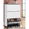 Coucheta White Shoe Cabinet - 3 Flip Drawers, 47" Tall Slim Storage for 18 Pairs, Freestanding Entryway Organizer - 4 of 4