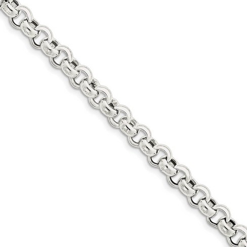 Black Bow Jewelry Men's 7.75mm, Sterling Silver, Hollow Rolo Chain Bracelet - image 1 of 3