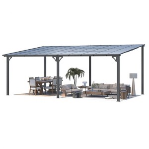 CLIHOME 20 ft. x 12 ft. Aluminum Sloped Roof Hardtop Gazebo Outdoor Pergola with UV Protection Polycarbonate Patio Cover - 1 of 4