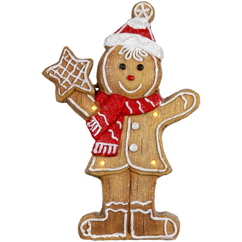 Northlight 15.5" LED Lighted Gingerbread Boy with Star Christmas Figurine, 1 of 8