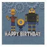 Blue Panda 150-Pack Disposable Paper Napkins Happy Birthday Party Supplies, Robot 6.5"x6.5", Navy