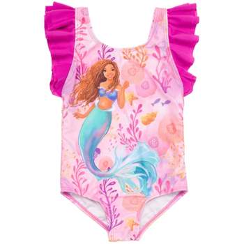 Barbie Little Girls One Piece Bathing Suit Pink / White 7-8 : Target