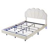 Queen Upholstered Floating Velvet Smart Platform Bed With LED Lights, Metal Legs, Flowers Headboard, Remote Control - 3 of 4
