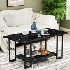 Hooseng 40 Inch Living Room Faux Marble Coffee Table, Top Rectangular 2-Tier Coffee Table with Black Metal Frame for Office - 2 of 4