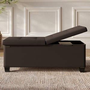 StorageBud Storage Ottoman for Bedroom End of Bed, Faux Leather Storage Bench, Large Storage Ottoman Bench, Entryway Bench with Storage - 1 of 4