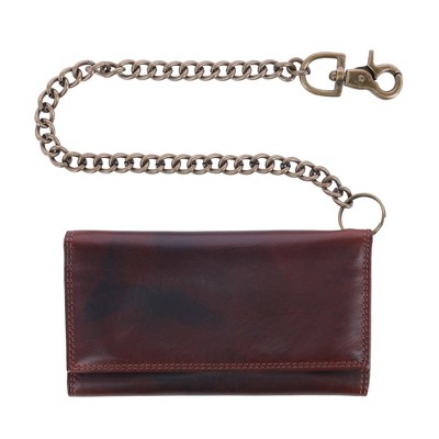 CTM Men's Colorado Leather RFID Long Trifold Chain Wallet