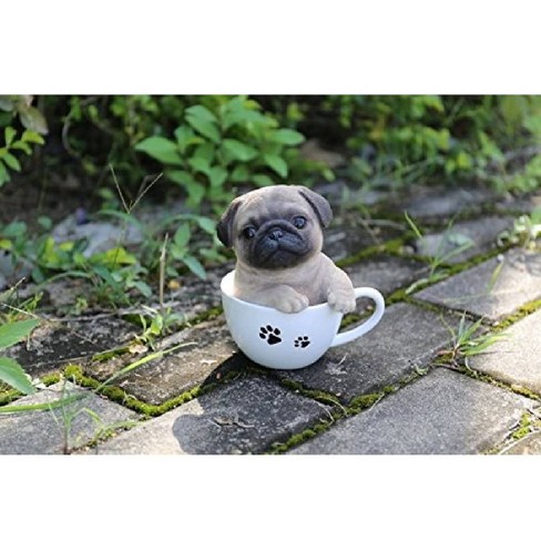 6 Polyresin Teacup Pug Puppy Outdoor Statue Light Brown Hi Line Gift Target