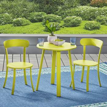 Barbados 3pc Iron Bistro Set - Matte Lime Green - Christopher Knight Home