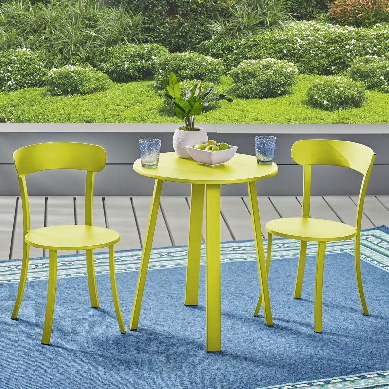 Barbados 3pc Iron Bistro Set - Matte Lime Green - Christopher Knight Home, 1 of 10