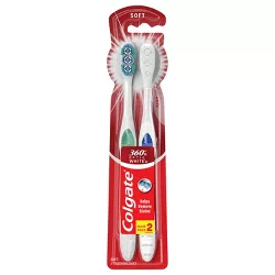 Colgate 360 Optic White Whitening Toothbrush - Soft Bristles - 2ct