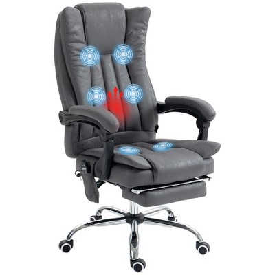 Vinsetto Vibration Massage Office Chair With Heat, Lumbar Pillow, Footrest,  Microfibre Comfy Computer Chair, White : Target