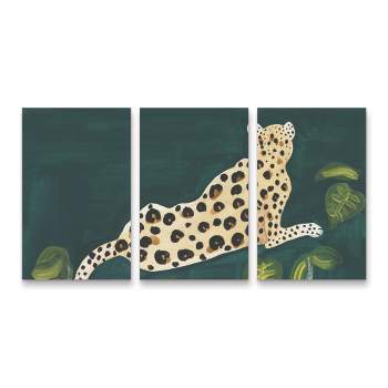 Trademark Fine Art Alicia Longley  Lethargic Leopard I 3 Piece Panel Set Art
