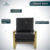 LeisureMod Jefferson Accent Arm Chair Upholstered in Faux Leather with Gold Stainless Steel Frame - 4 of 4