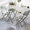 3-Piece Outdoor Bistro Set, Metal Folding Round Table with 2 Chairs, Collapsible Portable Patio Chat Set – Cuddlewood - 3 of 4