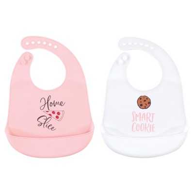 Hudson Baby Infant Girl Silicone Bibs 2pk, Home Slice, One Size