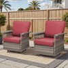 Belord High Back Outdoor Swivel Rocker Chairs Set, Gray Wicker Patio Furniture with 5-Inch Armrests and Thick Cushions for Porch, Deck, Balcony - 3 of 4