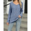 Women's Button Detail Long Sleeve T-Shirt Ribbed Knit Loose Fit Casual Top - 4 of 4