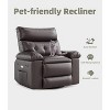 Swivel Electric Massage Chair, Rocking Recliner Chair with Vibration and Heating, Overstuffed Faux Leather Single Lazy Sofa W/USB, Power Glider - 3 of 4