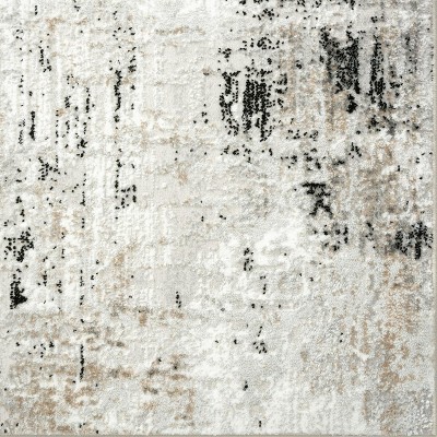 Gray Abstract Washable 8' x 10' Synthetic Area Rug