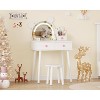 Bear-Shaped Kids Vanity Set with Lights - Wooden Princess Toddler Makeup Desk, Mirror & Stool - Pretend Play Bedroom Set for Little Girls - 2 of 4
