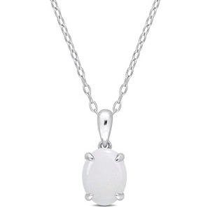 EVERLY JEWELRY | Sterling Silver Pendant with Gemstone and Created Gemstone – Multiple Stone Options - 1 of 4