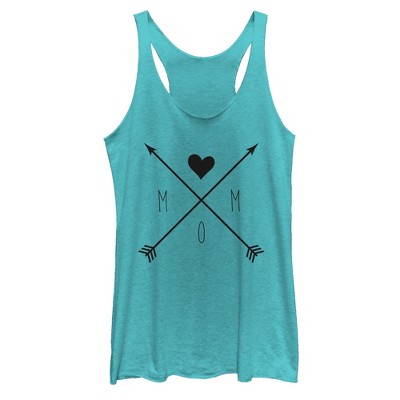 Women's Chin Up Mom Crossed Arrows Racerback Tank Top - Tahiti Blue ...