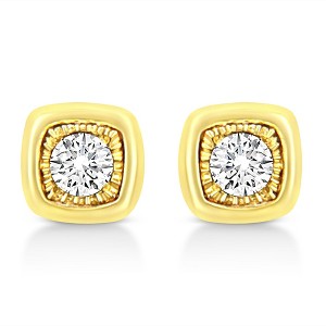 10K Yellow Gold Plated Silver 1/10 Cttw Diamond Stud Earrings - 1 of 4