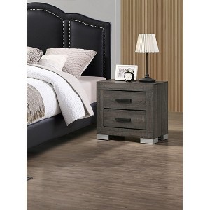Vynxaria Bedroom Furniture Traditional Look Unique Wooden Nightstand Drawers Bed Side Table Gray - 1 of 4