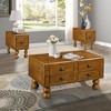 Rectangle 3-Piece Solid Wood Coffee Table Set ¨C 1 Coffee Table & 2 End Tables with Rivet Legs, Antique Distressed Finish, Storage Drawers - 4 of 4