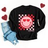 Simply Sage Market S.W.Smiley Checkered Heart Eyes Smiley Sweatshirt - 3 of 4