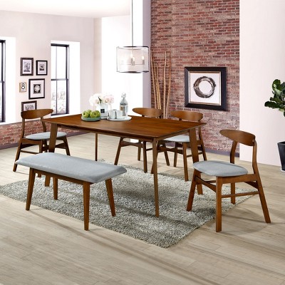 WestinTrends 63" Mid Century Modern Wood Dining Table, Walnut