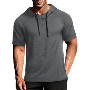 COOFANDY Men's Short Sleeve Hoodie Workout Gym Sweatshirt Muscle Fit Fashion Athletic Hoodies Pullover Cotton Hooded T-Shirts - 1 of 4