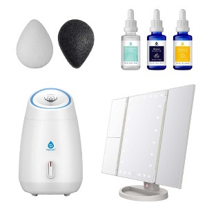 Ultimate Radiance Skincare & Beauty Bundle: Tri-Fold Vanity Mirror, Pursonic Facial Steamer, Anti-Aging Serum Set & Konjac Sponge Duo - 1 of 4